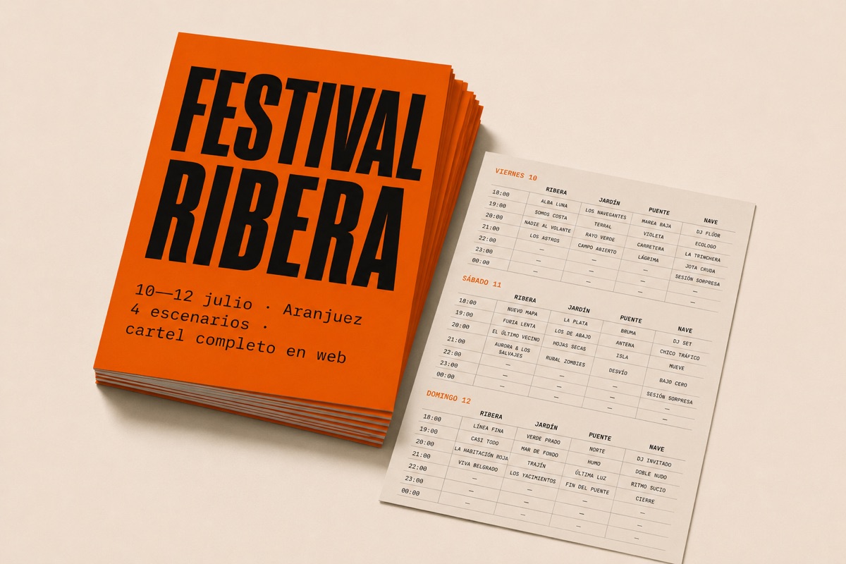 Flyer de campaña para el Festival Ribera impreso por Mawijo