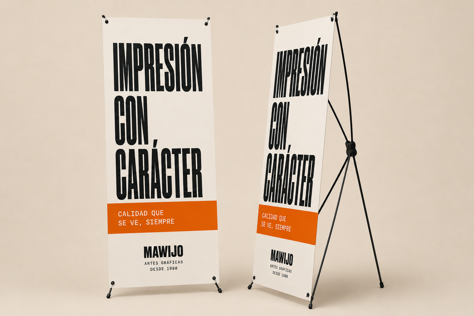 X-banner ligero con estructura en X impreso por Mawijo