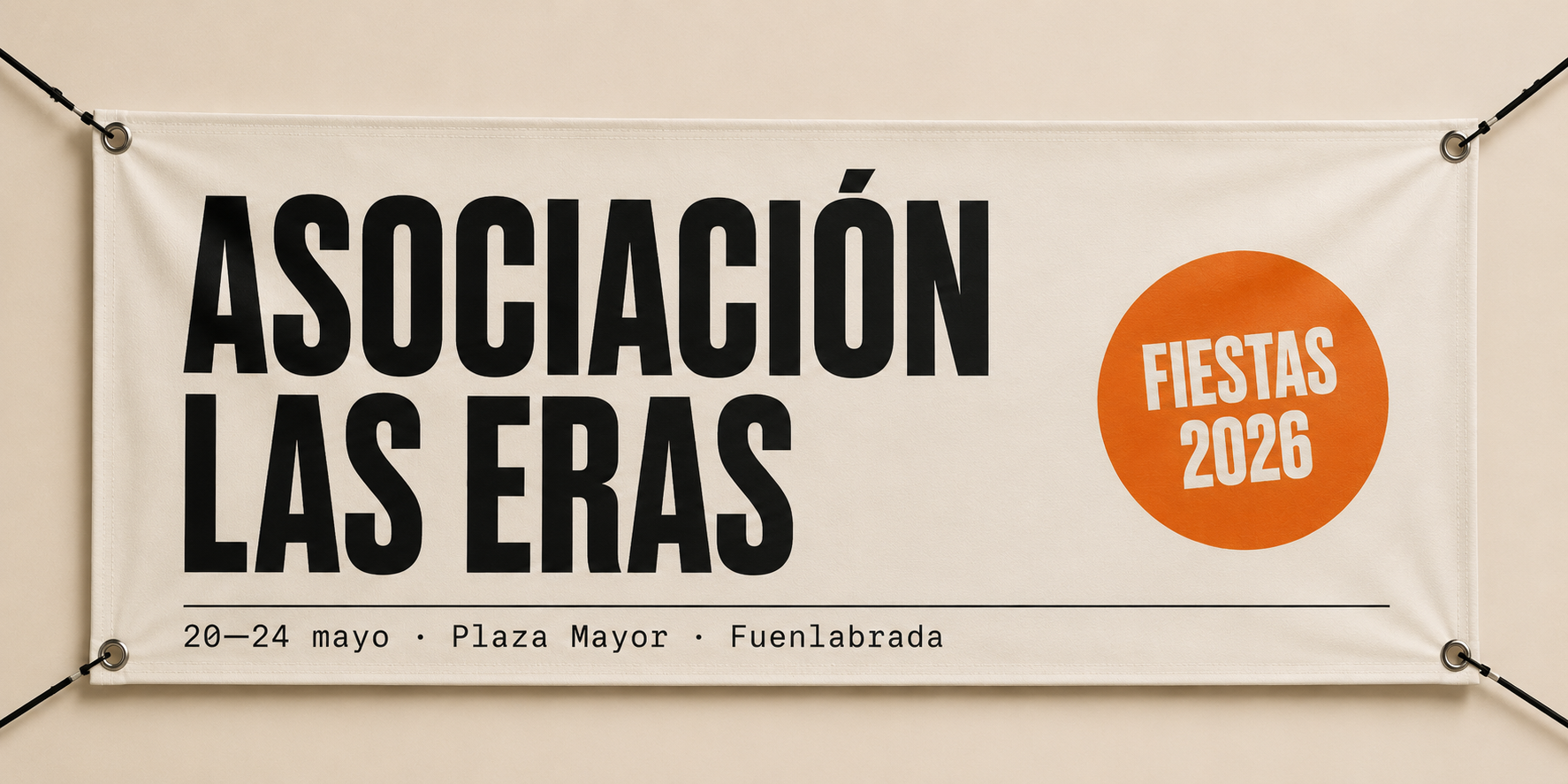 Lona publicitaria de gran formato impresa por Mawijo para la Asociación Las Eras
