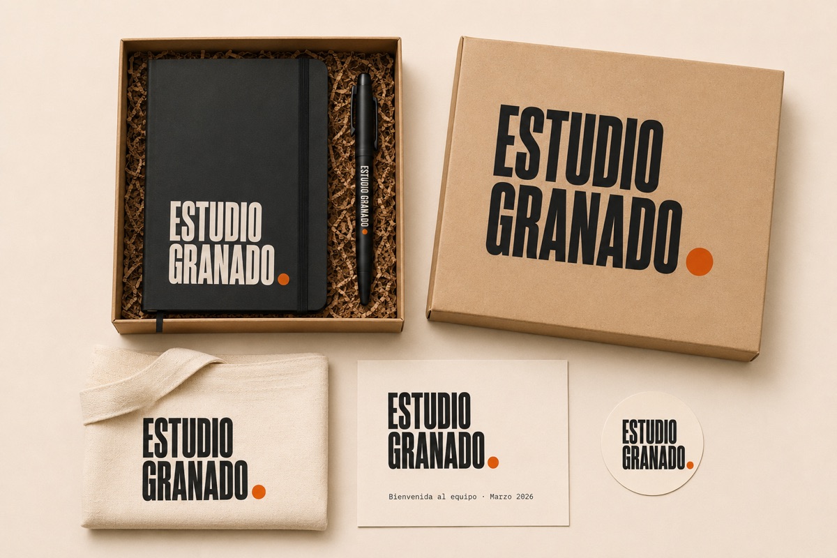 Kit de bienvenida de cliente producido por Mawijo para Estudio Granado