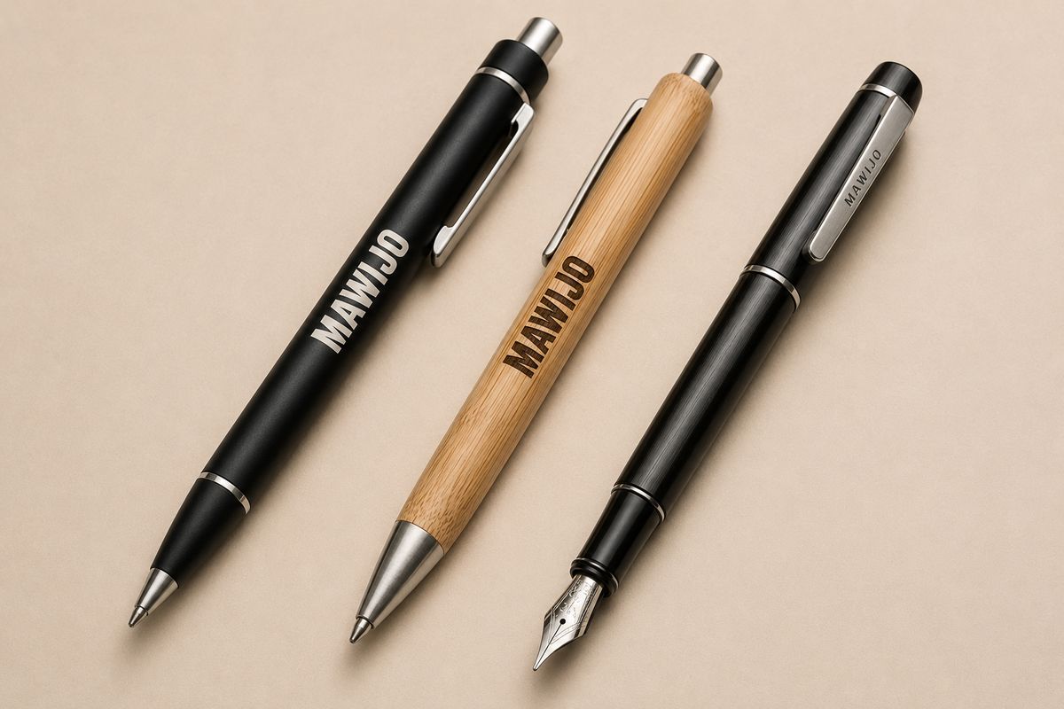 Bolígrafos y pluma personalizados con grabado láser de Mawijo