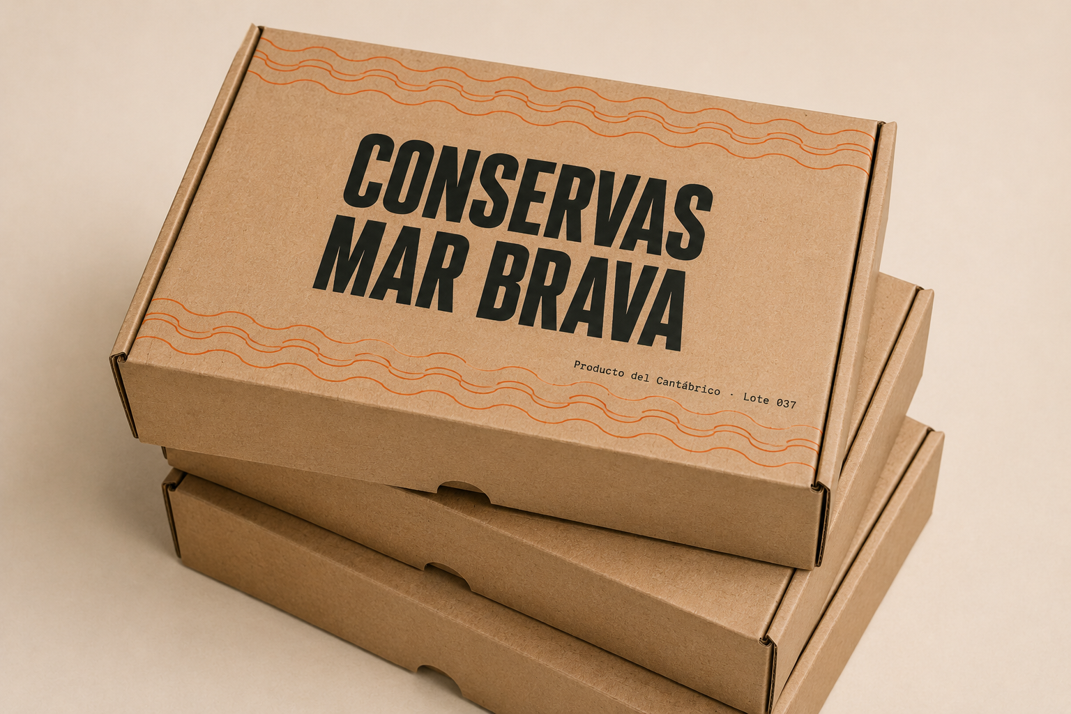 Cajas mailer de e-commerce personalizadas por Mawijo para Conservas Mar Brava
