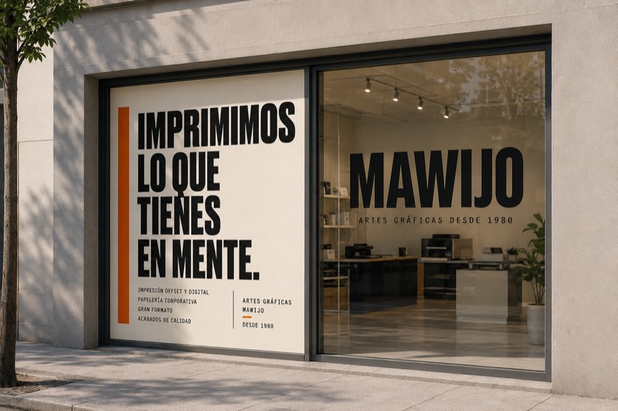 Vinilos de corte aplicados en escaparate por Mawijo