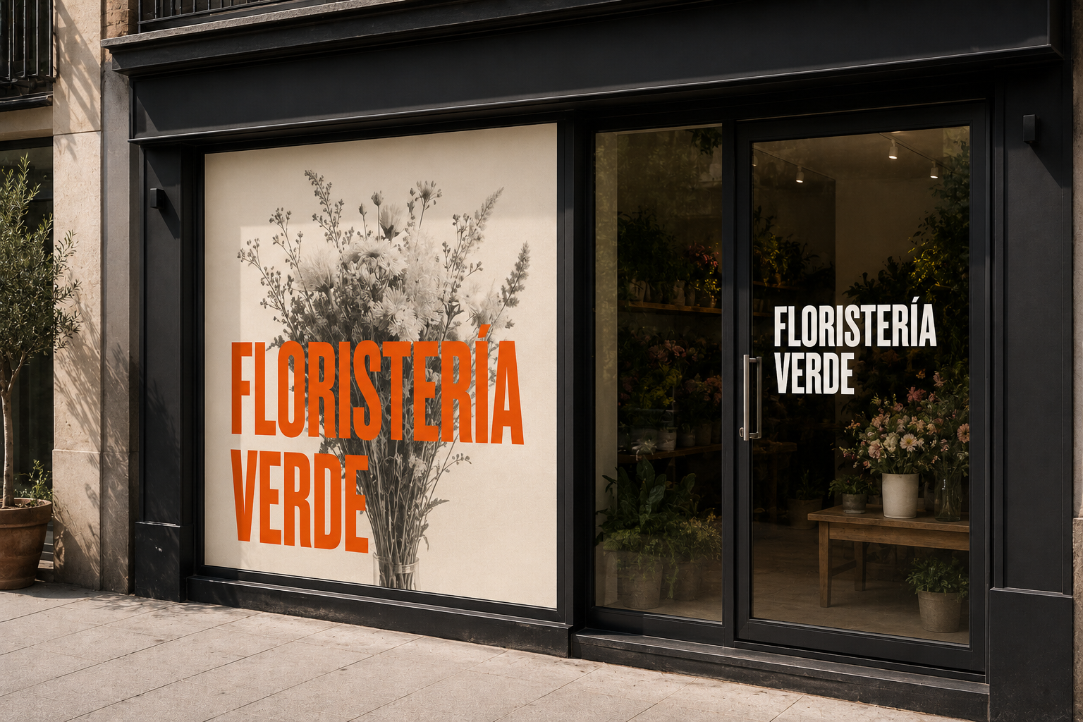 Vinilos de fachada instalados por Mawijo para la Floristería Verde